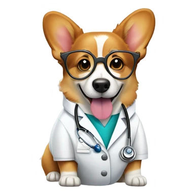 Corgi dog as a doctor sticker