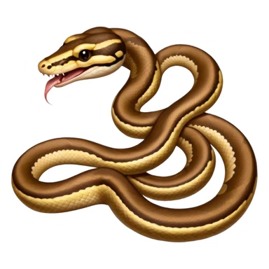 A close-up 3/4 view of the Ball Python with the front half raised slightly in an S-shape and its tongue flicking out. The head is angled curiously toward the viewer, showing both personality and motion. sticker