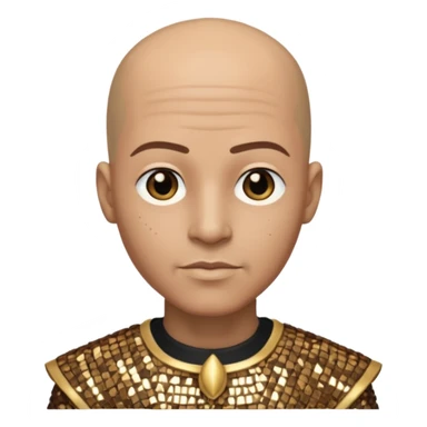 Imhotep from Universal Monsters with bald head, bronze sequin outfit  sticker