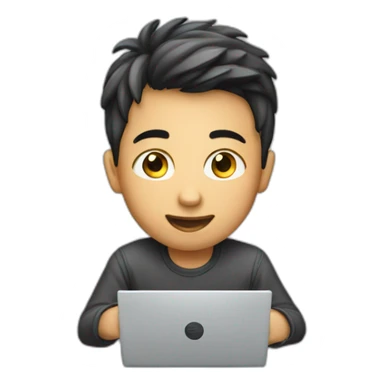 A boy playing pc sticker