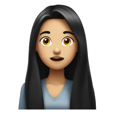 girl with long black hair feeling amazed mind blowing expression  sticker