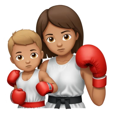 Infant boy boxing his young mother  sticker