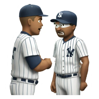 Baseball General manager angrily negotiating with a Latino player in pinstripes sticker