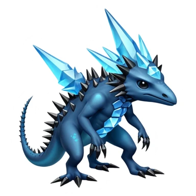 Shiny Dark Edgy Inteleon-Amaura-Fakémon-hybrid-creature (full body)  sticker