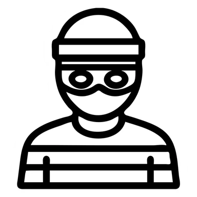 sneaky thief silhouette icon, classic striped shirt, minimalistic, app icon sticker