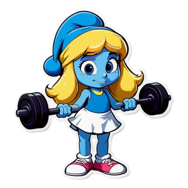 Smurfette working out in the gym sticker