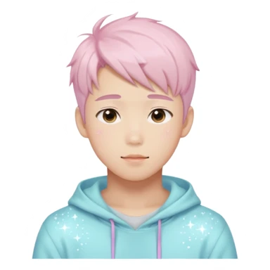 Gorgeous bright sparkly romantic Asian anime pastel guy with blushing face aesthetic trending style outside sticker