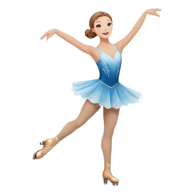 An icon featuring a graceful figure skater performing an elegant spin on a shiny ice rink. The background includes twinkling lights, a snowy winter scene, and cheering fans in the stands. Transparent background highlights the beauty, poise, and artistry of figure skating. sticker