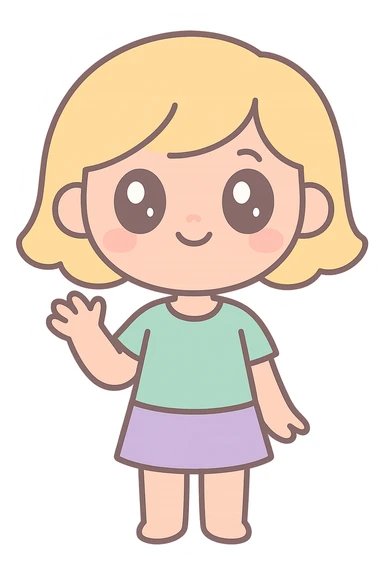 illustration of a blonde girl with short hair, character illustration style sticker