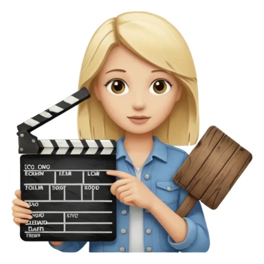 Blonde girl with film clapboard sticker