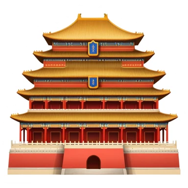 Forbidden City palace, iconic Chinese imperial architecture, simple emoji style sticker