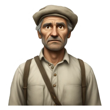 peasant in an old shirt during the 1917 revolution in russia photorealistic serious sticker