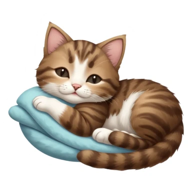 dark brown tabby and white kitten upside down sleeping sticker