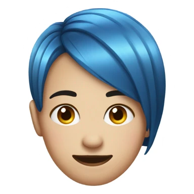 Side eye smiley face emoji and blue short hair sticker