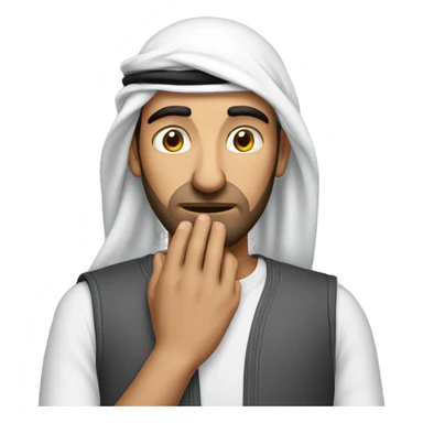 Arab holding his head with his hands photorealistic serious sticker