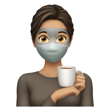 a brunette girl with a face mask and a cup of tea sticker