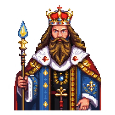 Russian Tsar with ornate crown, luxurious royal robes, long beard, holding scepter sticker