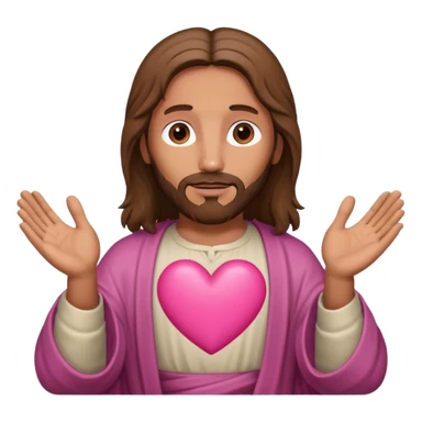 Jesus forming a pink heart shape with his hands sticker