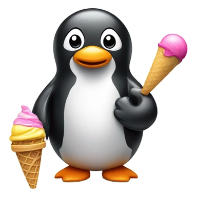 Pinguin with ice cream and Bikini sticker