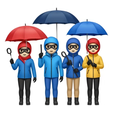 Ski mask people with umbrella  sticker