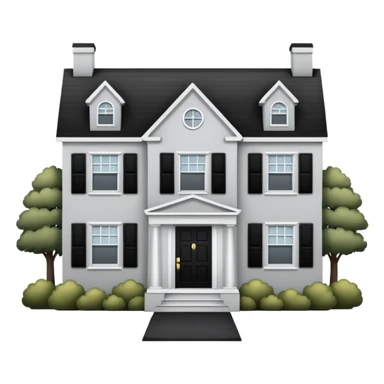 light gray colonial house with black shutters and black front door sticker