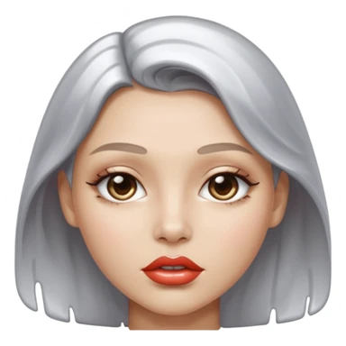 slightly parted lips, silver chrome material, glossy wet shine, seductive aesthetic sticker