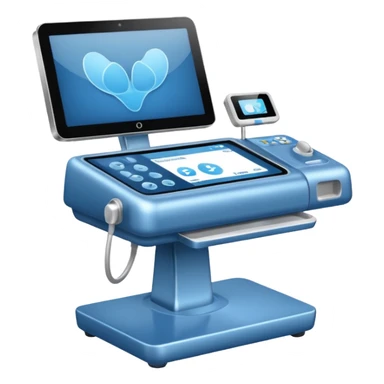 obstetric ultrasound machine, blue sticker