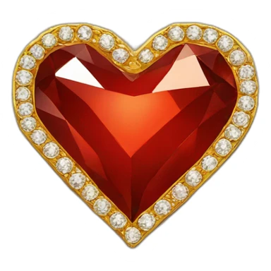 Red heart diamond with gold border sticker