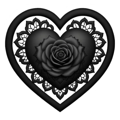 goth heart with a black lace rose sticker