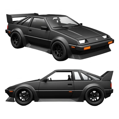  Venom’s aerodynamic opulent dark  futuristic concept loosely based on Toyota 1986 AE86 (flat long straight faceted mechanical body) lightweight stealthy street hot rod  sticker