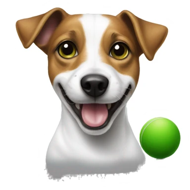Jack Russell dog holds a green ball in his teeth sticker