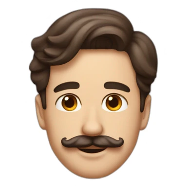 man with brown hair comped sideways and a small mustache like charlie chaplin mustache sticker