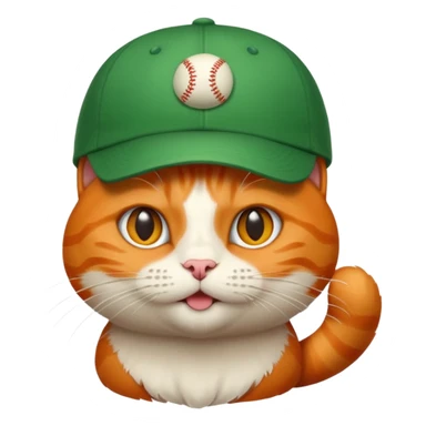 Cat in Green Cap – orange cat wearing a small baseball-style cap. sticker