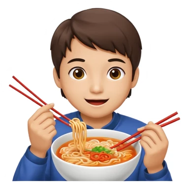 happy student eating ramyun sticker