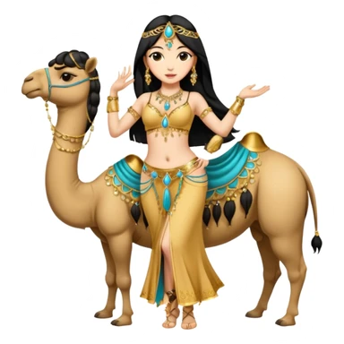 black hair belly dancer with camel sticker