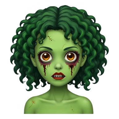 garota verde zombie com cabelos cacheados preto sticker