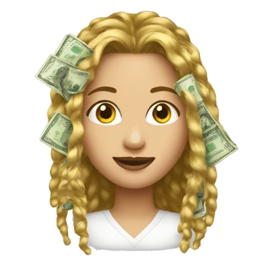 Girls hair made of money sticker