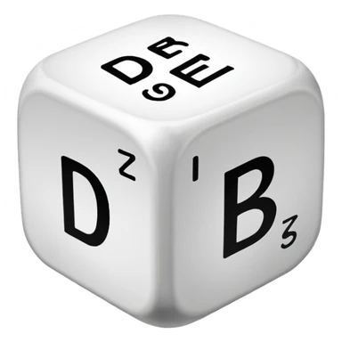 create a dice with the word der die das written on each visible side sticker