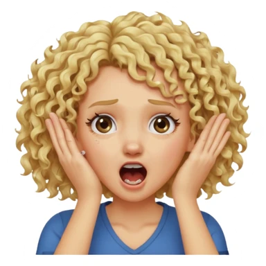 Emoji di ragazza bionda riccia che urla e mette una mano in faccia verso la fronte sticker