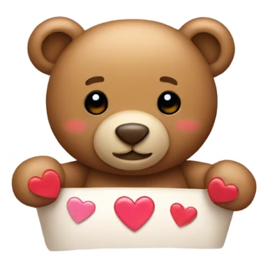 Tedy bear and hearts on him head sticker