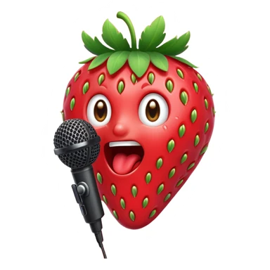 Strawberry with microphone singing loudly sticker