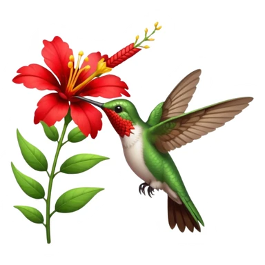 hummingbird drinking nectar from flower sticker