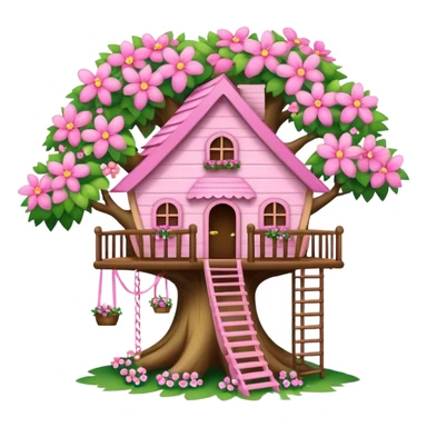 tree house but the house itself is pink with various flowers and pink bows on it sticker