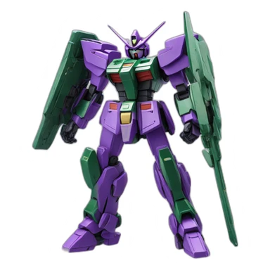 purple and green gundam sticker
