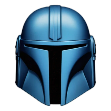 blue mandalorian helmet with black sticker