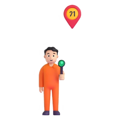 person with location indicator above their head sticker