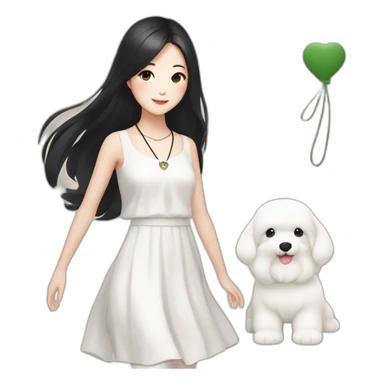 cute-singaporean-chinesegirl-in-muji-white-dress-with-long-black-hair-and-van-cleef-clover-necklace sticker