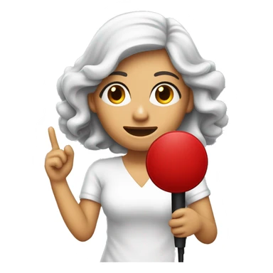 Mujer blanca de pelo rojo,lacio  y largo ,ojos Carmelitas cantando con micrófono en la mano sticker