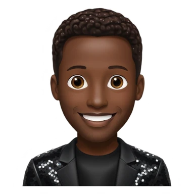 Shawn Stockman from Boyz II Men with dark brown hair, black sequin outfit sticker