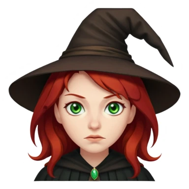 Dark blood Red haired witch. Green eyes annoyed. sticker
